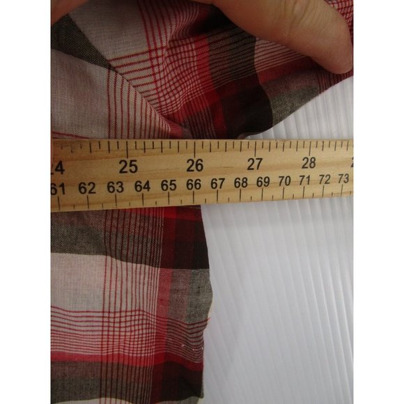 VINTAGE Campus Shirt XXL Tall Red Western Button Up Plaid Flap Pockets - Picture 6 of 11